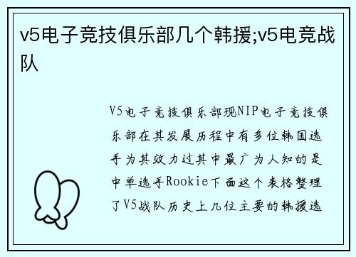 v5电子竞技俱乐部几个韩援;v5电竞战队